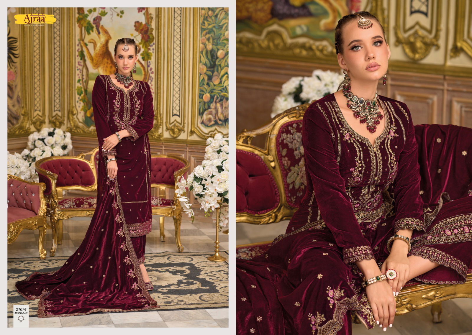 Safinaaz By Ajraa Heavy Work Velvet Wedding Salwar Suits Catalog
